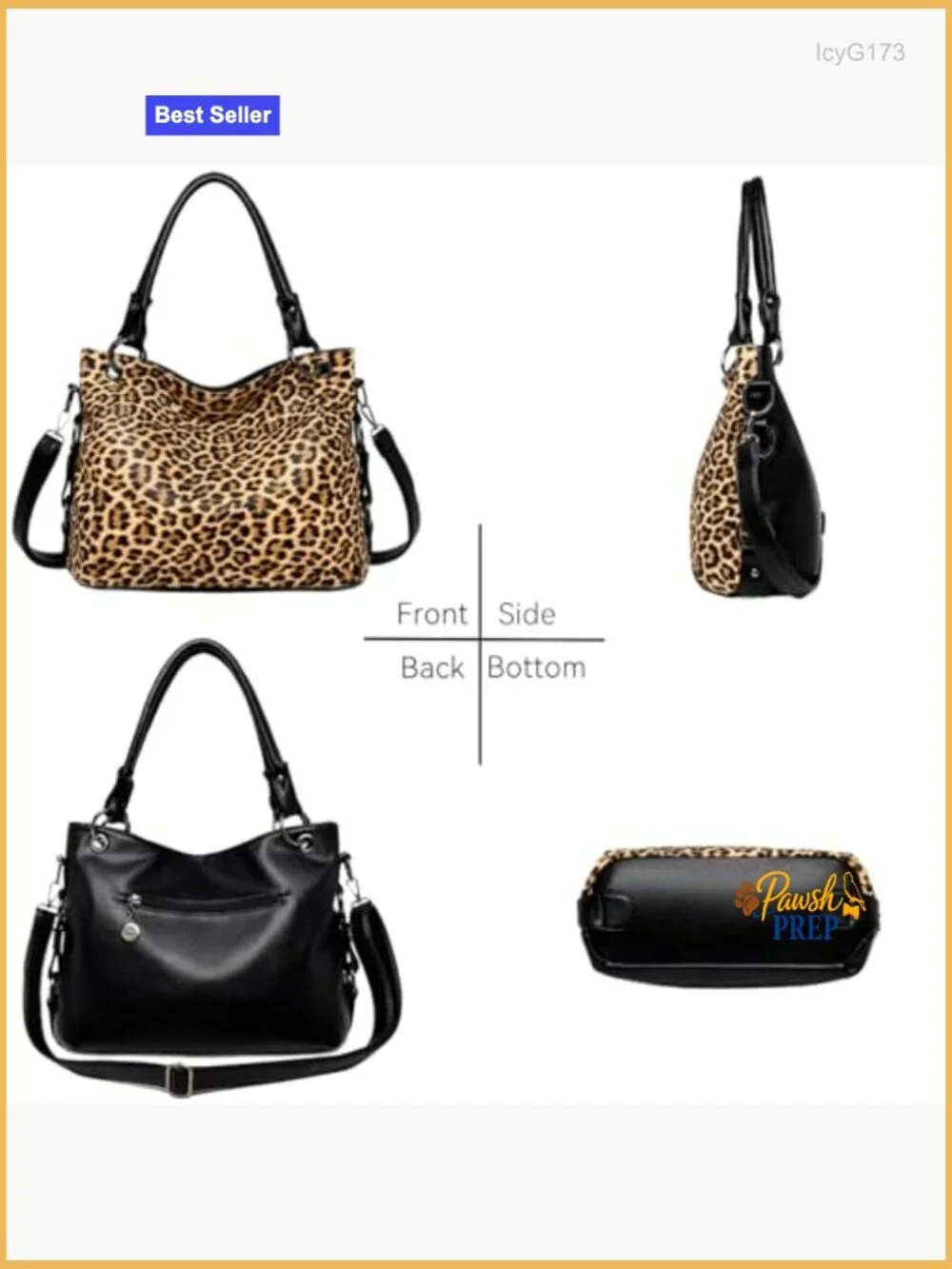 Leopard Print Hobo Bag Tote Shoulder Crossbody Purse Faux Leather